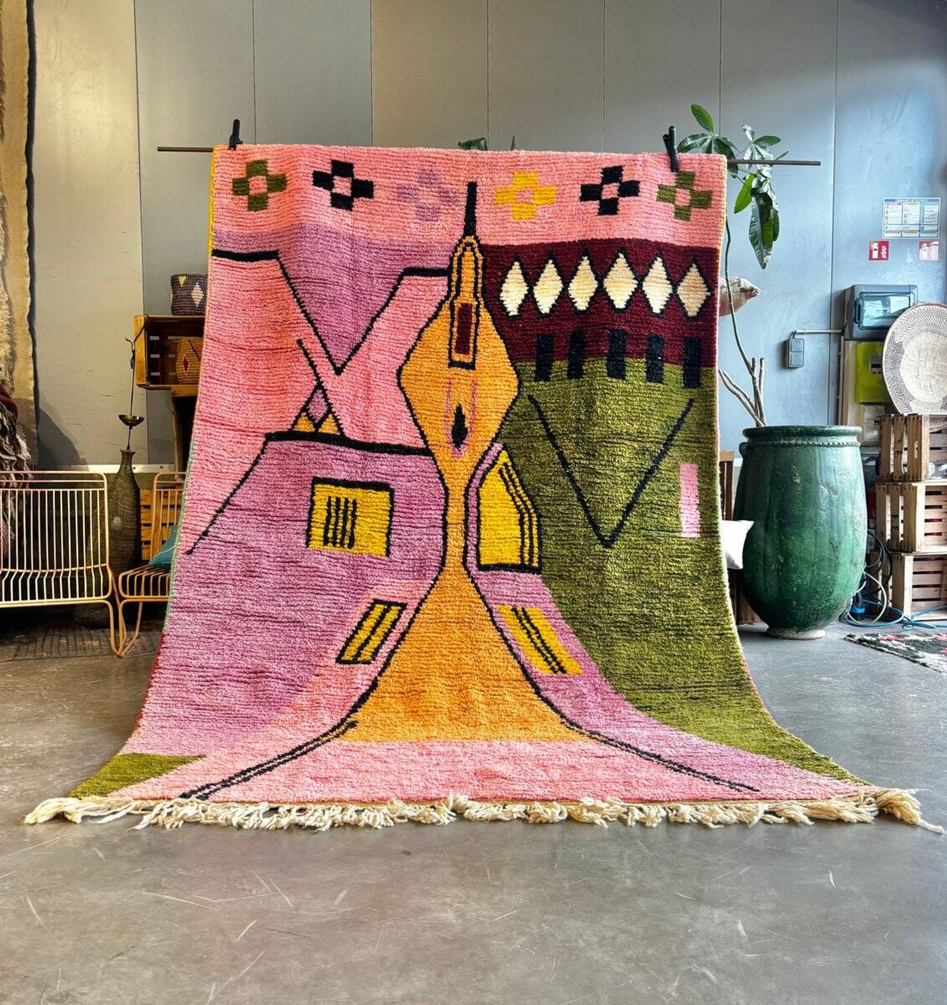 Modern Moroccan Boujad multicoloured Berber rug