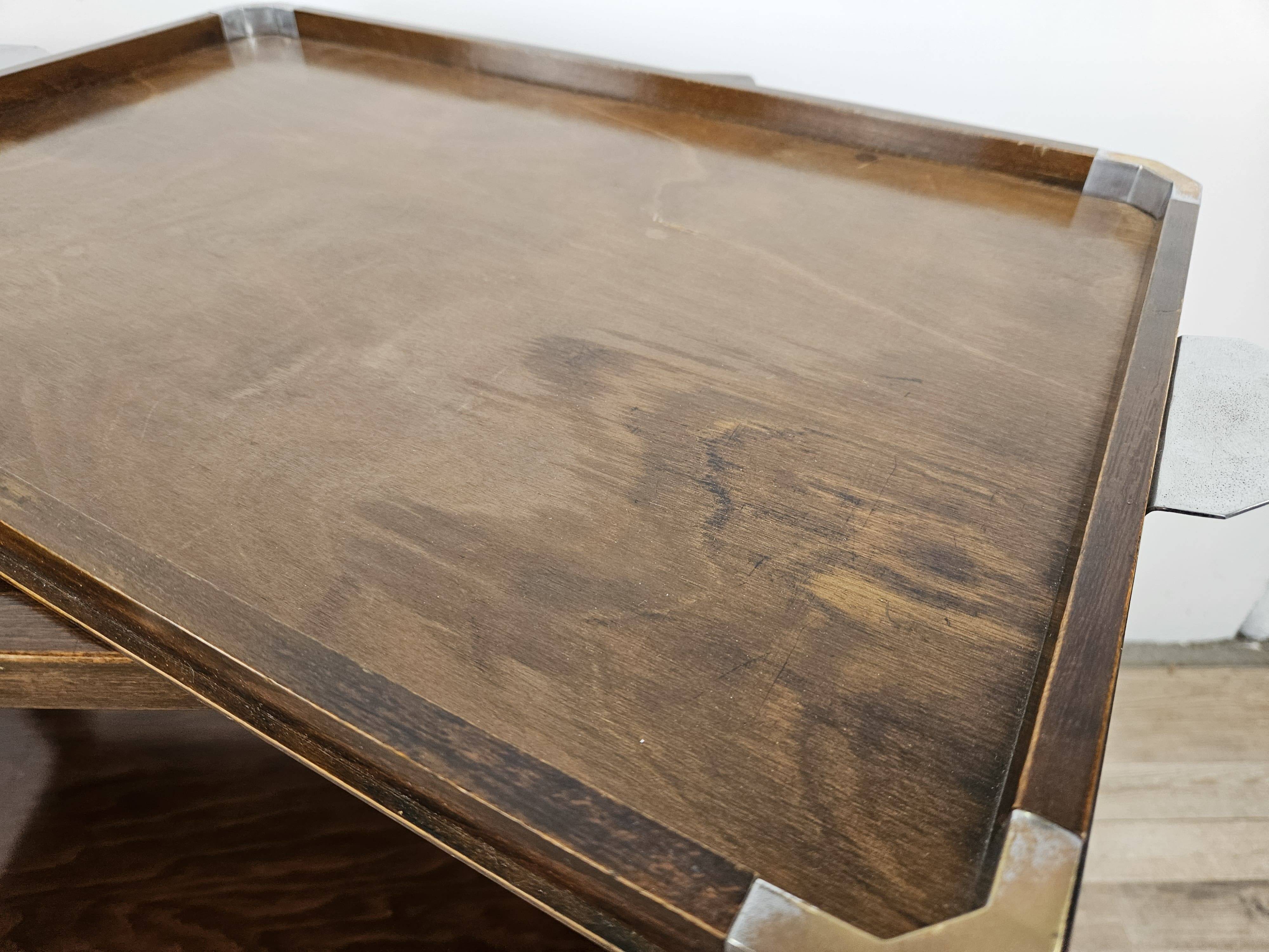 1930s art decò tray by fada in wood and metal