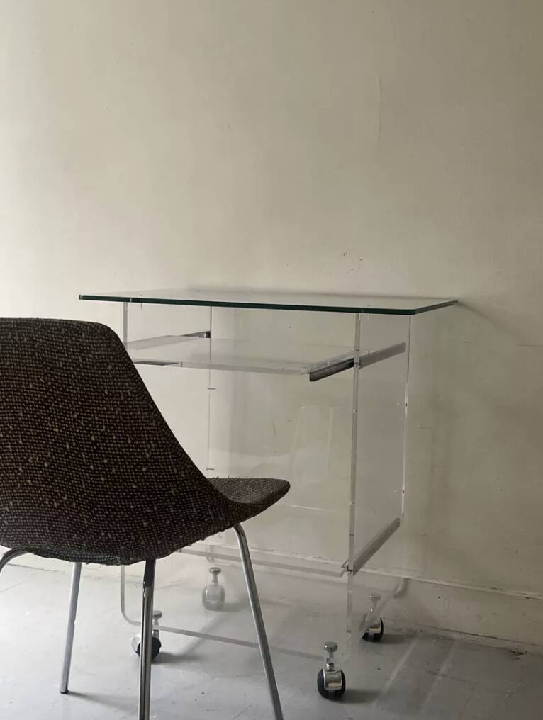 Plexiglass desk by David Lange for Roche Bobois, design 1970.