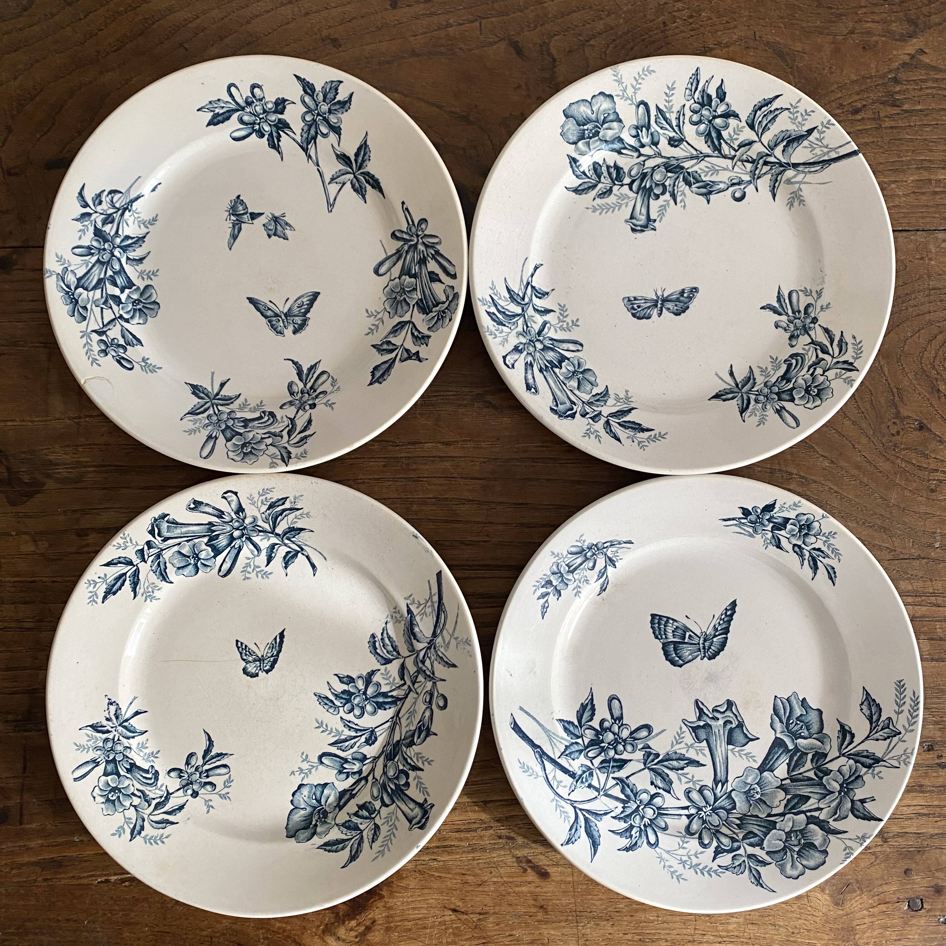 Badonviller ironstone dessert plates "Virginia Jasmine"
