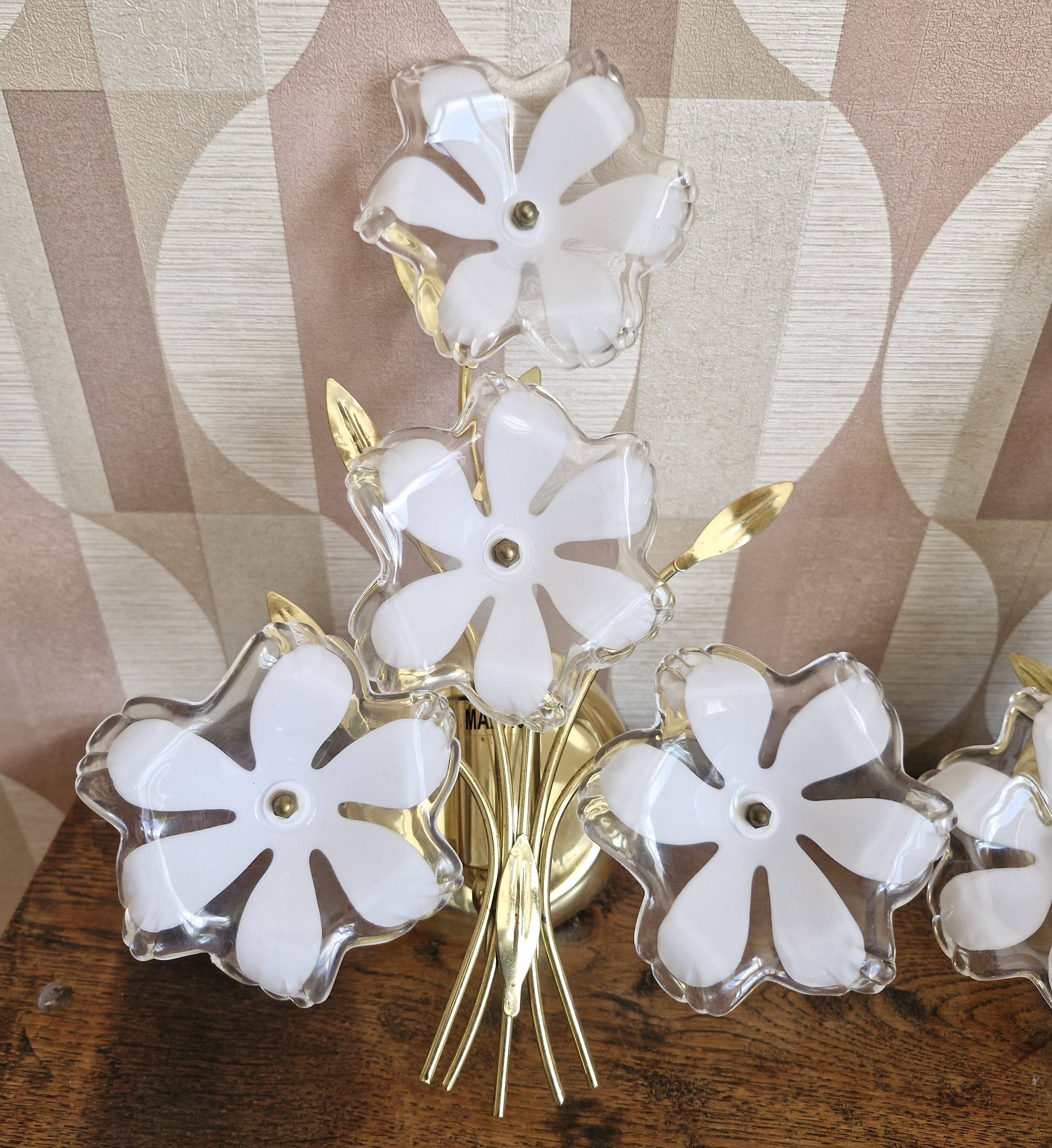 Duo of 80s/90s flower wall lights