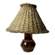 Mid-century ceramic lamp with wicker cap