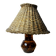Mid-century ceramic lamp with wicker cap