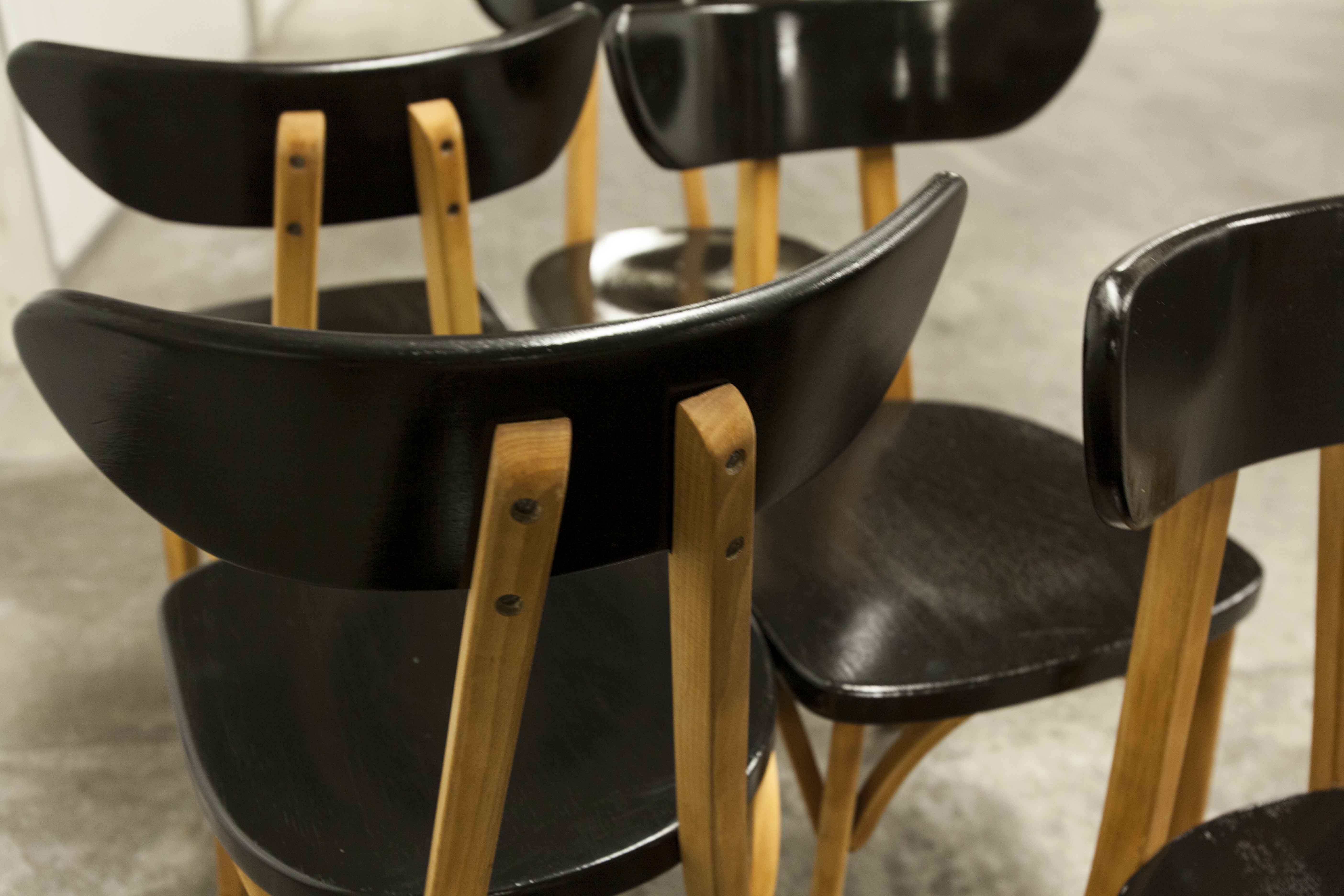 Set of 6 restored Luterma "banana" chairs