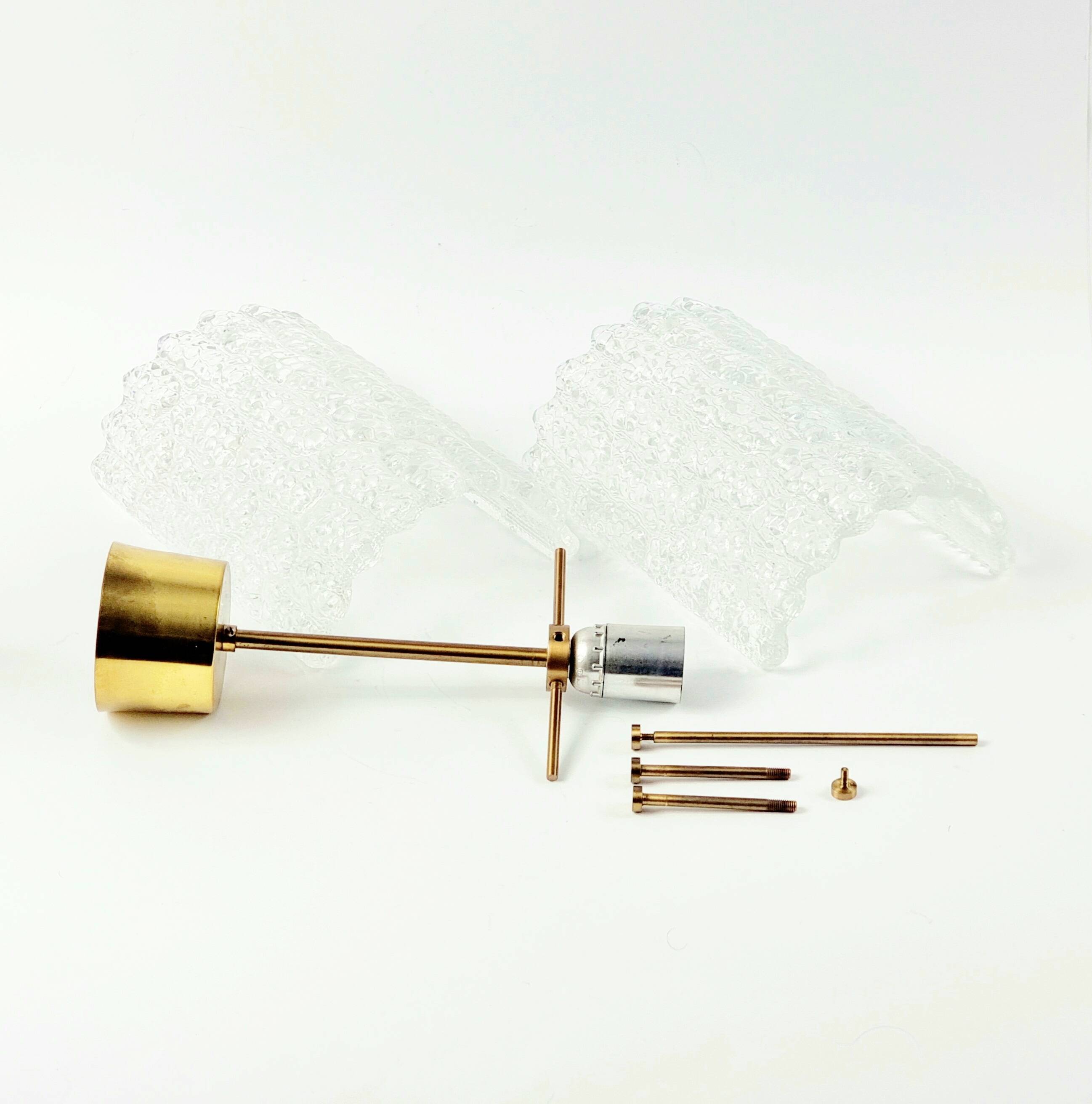 Mid-Century Crystal Glass & Brass Ceiling Light by Carl Fagerlund, 1960s