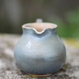 Blue glazed ceramic pitcher signed BB, vintage pitcher, small pitcher, cream pot, milk pot