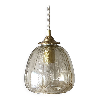 Vintage chiseled glass pendant light