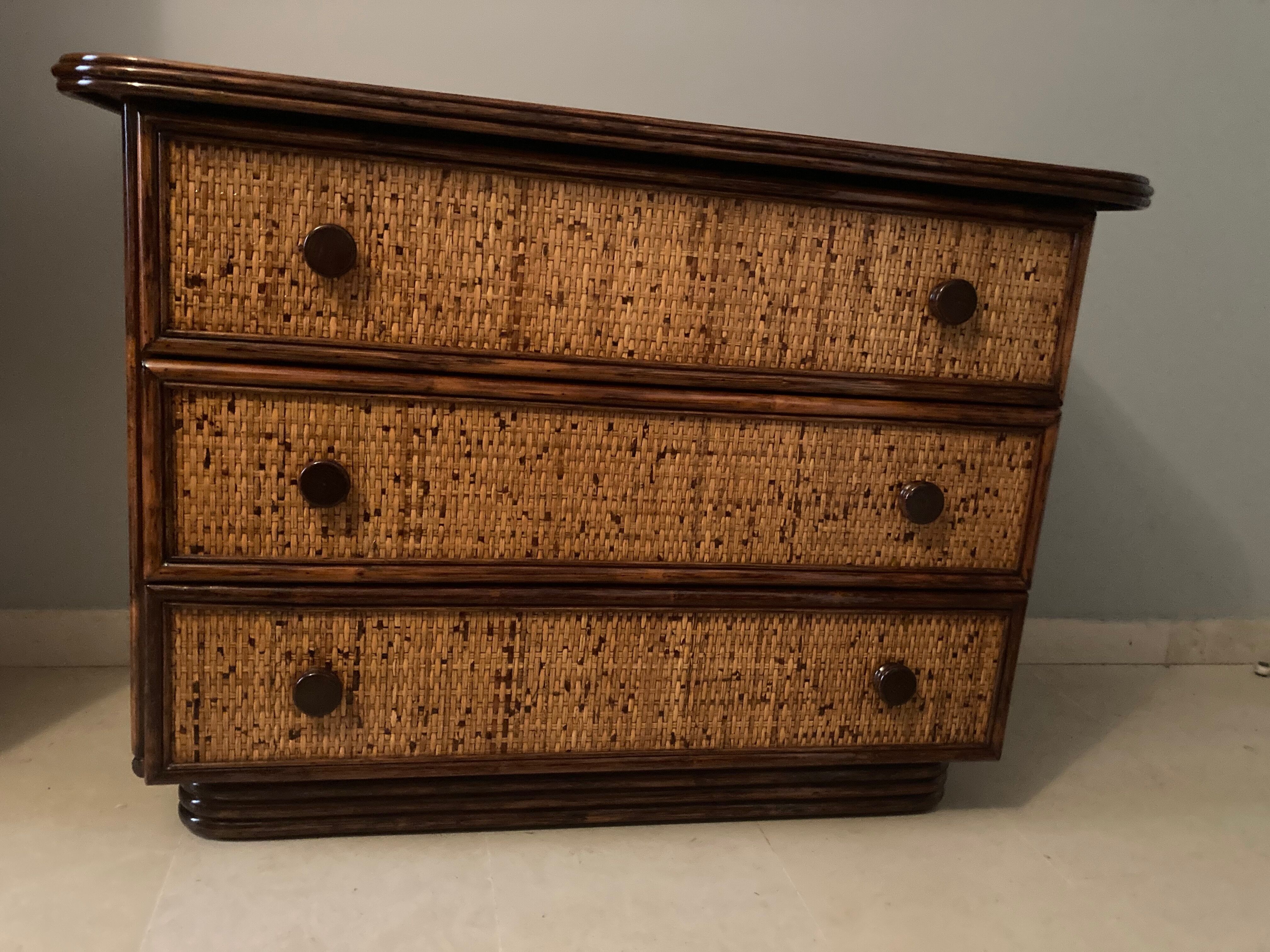 Dresser in rattan, designer Maugrion