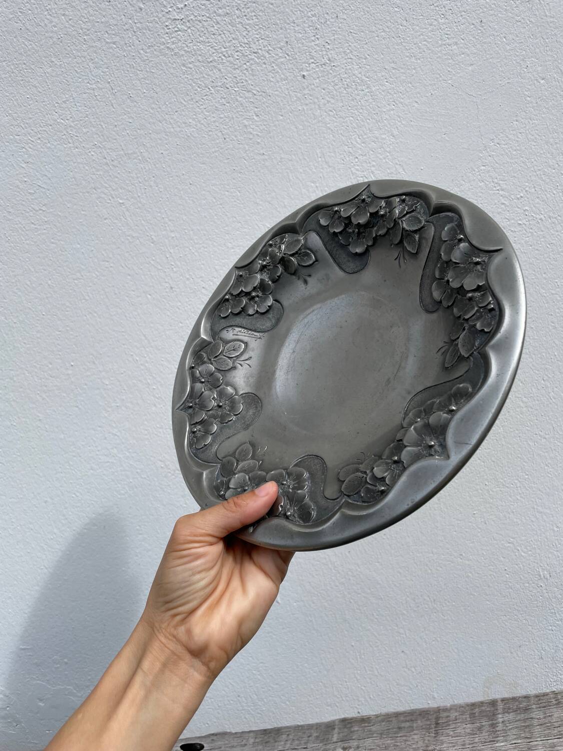 Signed metal salad bowl