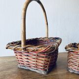 Pair of colorful wicker baskets