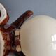 vintage bear lamp in brown ceramic and white opaline globe
