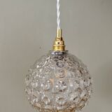 Vintage molded glass globe pendant light