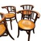Art Nouveau Chairs Arched Wood and Floral Decoration, 1910s