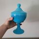 Turquoise Blue Opaline Glass Candy Box