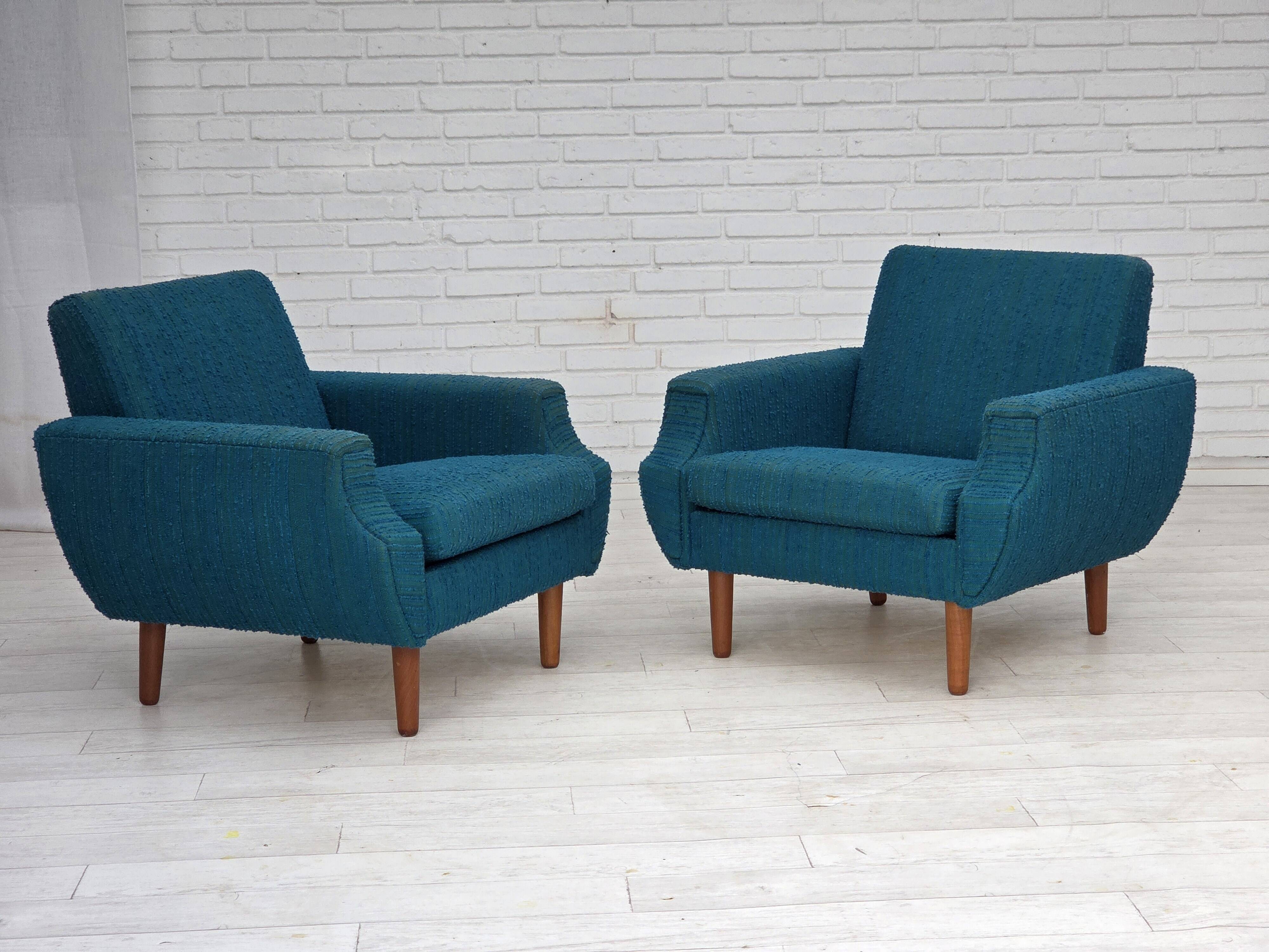 1970s, Danish armchair, original furniture wool, teak wood.