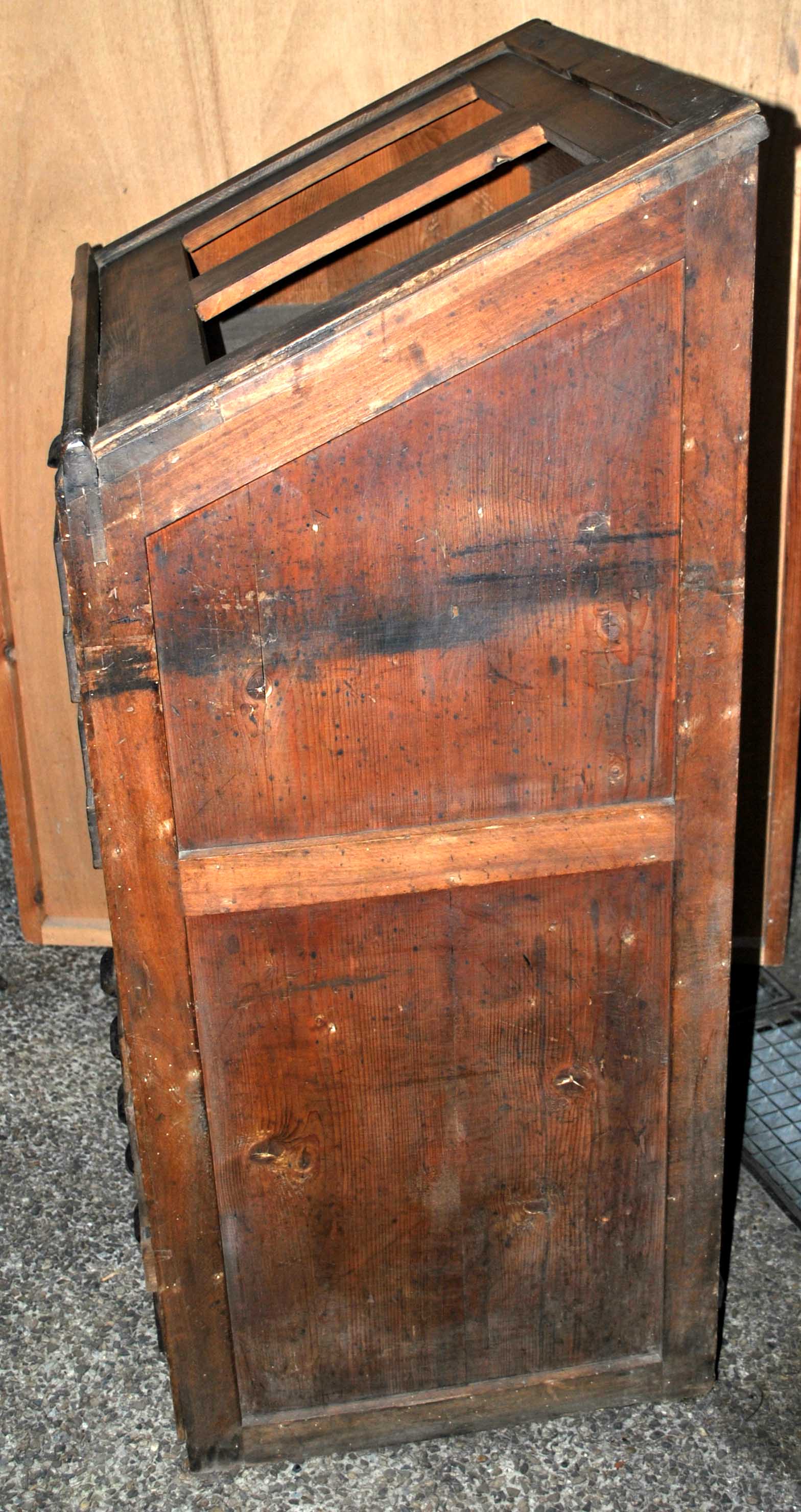 Antique wooden printer's cabinet commode printing desk drawers with locker - craft furniture