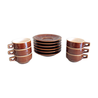 Suite of six bistro cups in brown 60/70