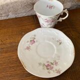Set of 2 old porcelain cups with their saucer