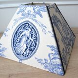 Square lampshade in blue toile de Jouy, Goddess Diana