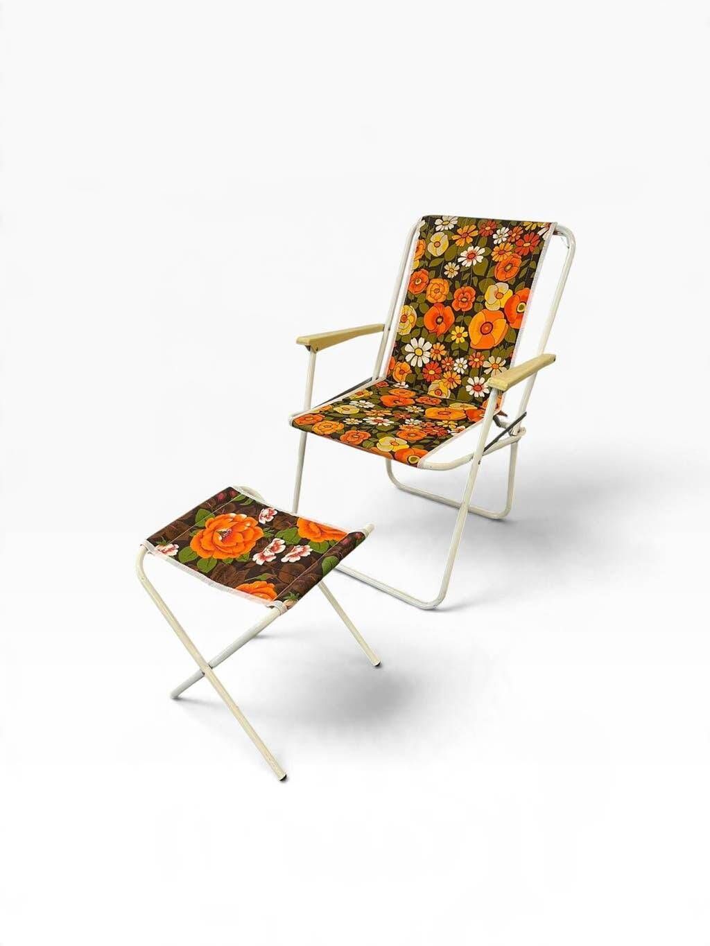 Vintage orange folding beach/camping chair