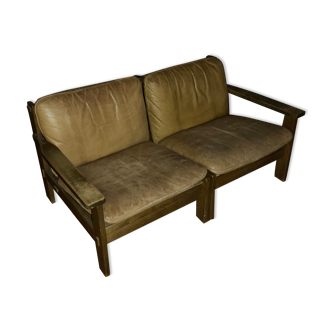 Brazilian sofa raw wood and leather