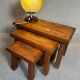 3x brutalist nesting tables – oak