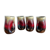 Series of 4 mugs or ceramic cups in vallauris style