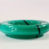 Ensemble trois vases en verre vert de Murano, vintage