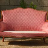 Pink velvet vintage sofa bench