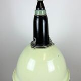 Industrial soviet light green enamel pendant lamp, 1960s