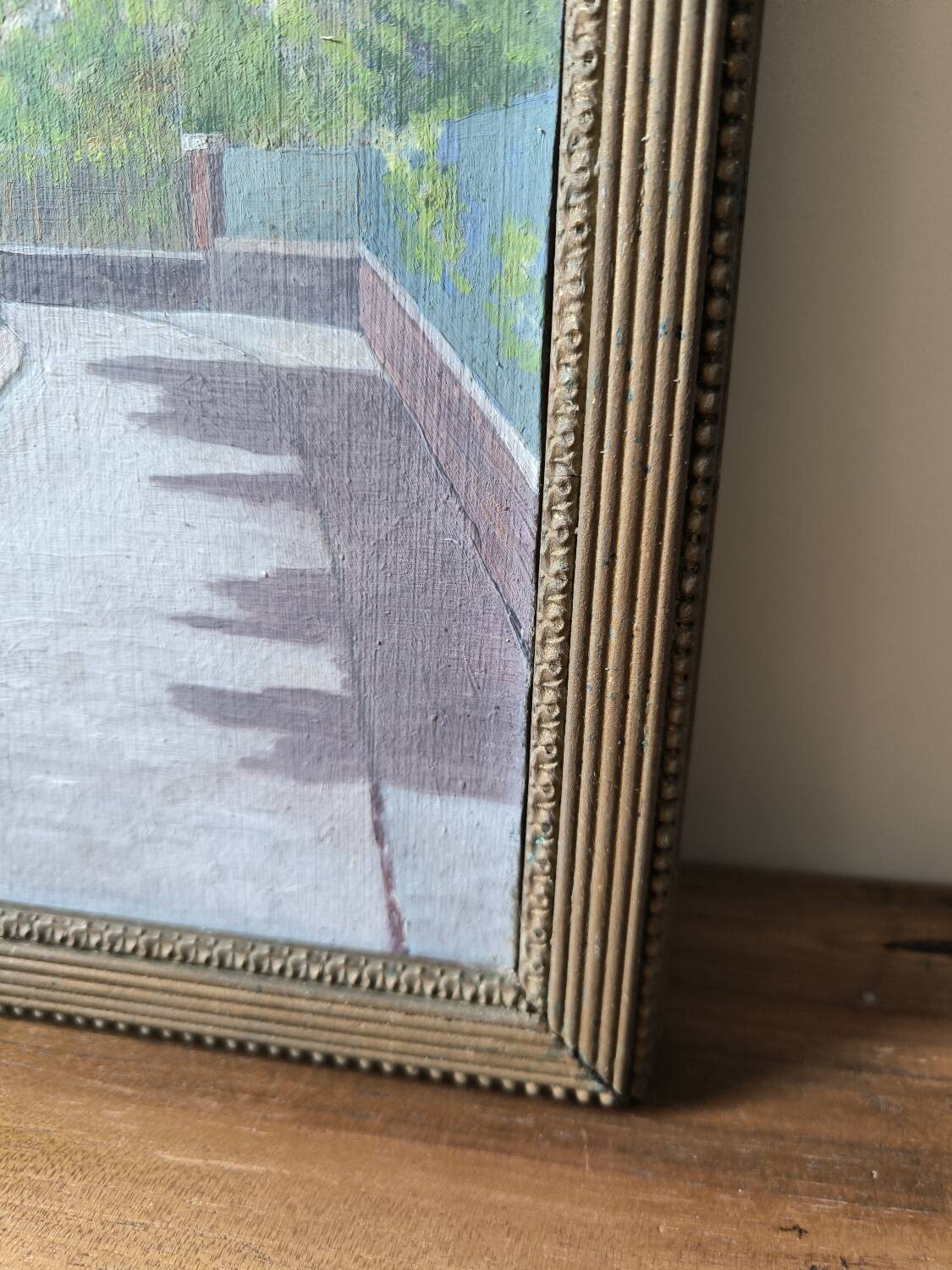 Vintage oil painting table signed M.Painta 1934 ruell.