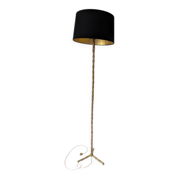 Bronze floor lamp in the "faux-bamboo" style attributed to Maison Baguès.