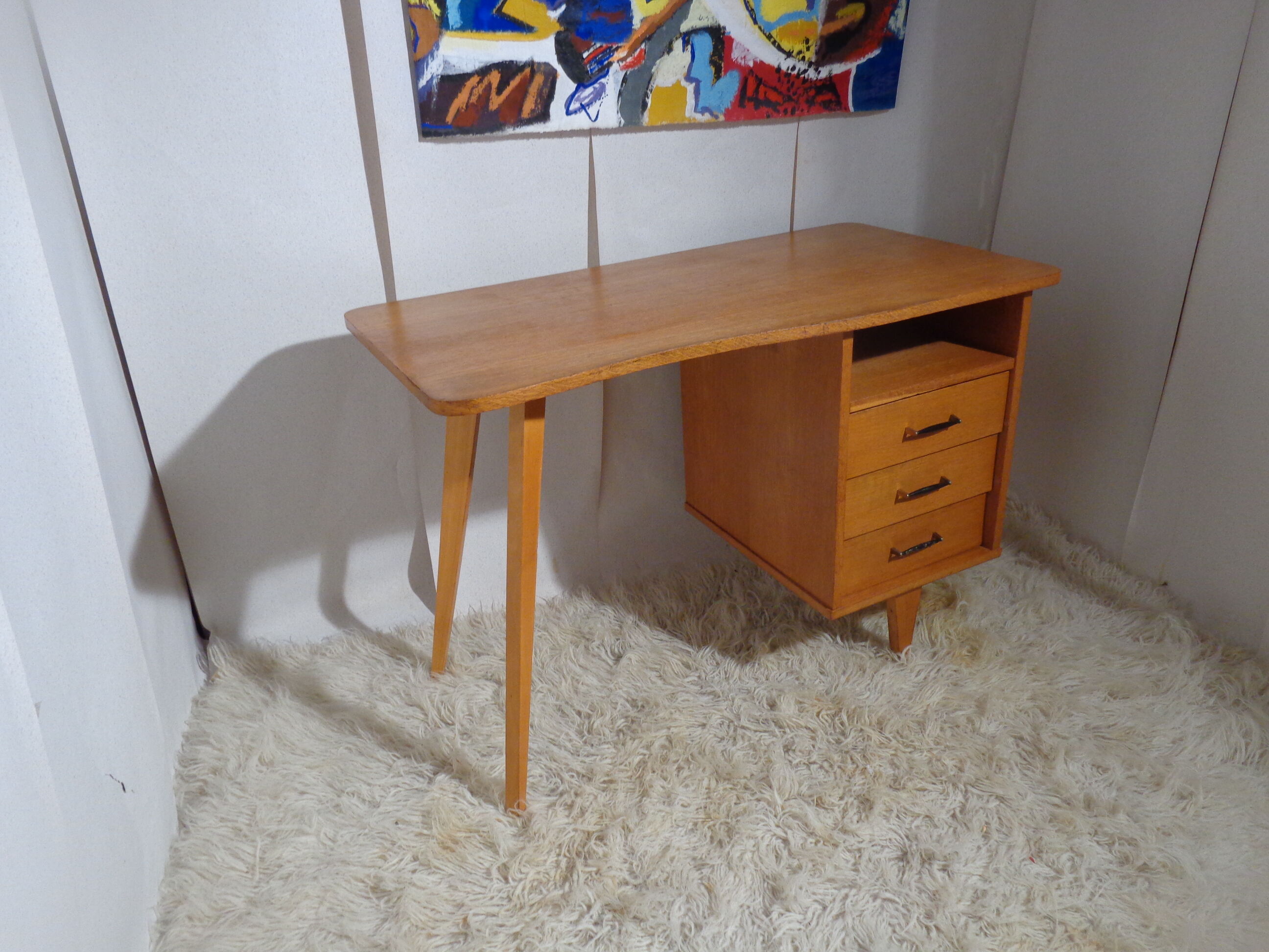 Vintage desk shape bean feet compass year 60