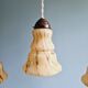 Set of 3 Art Deco marbled opaline pendant lights, 1920s-30s