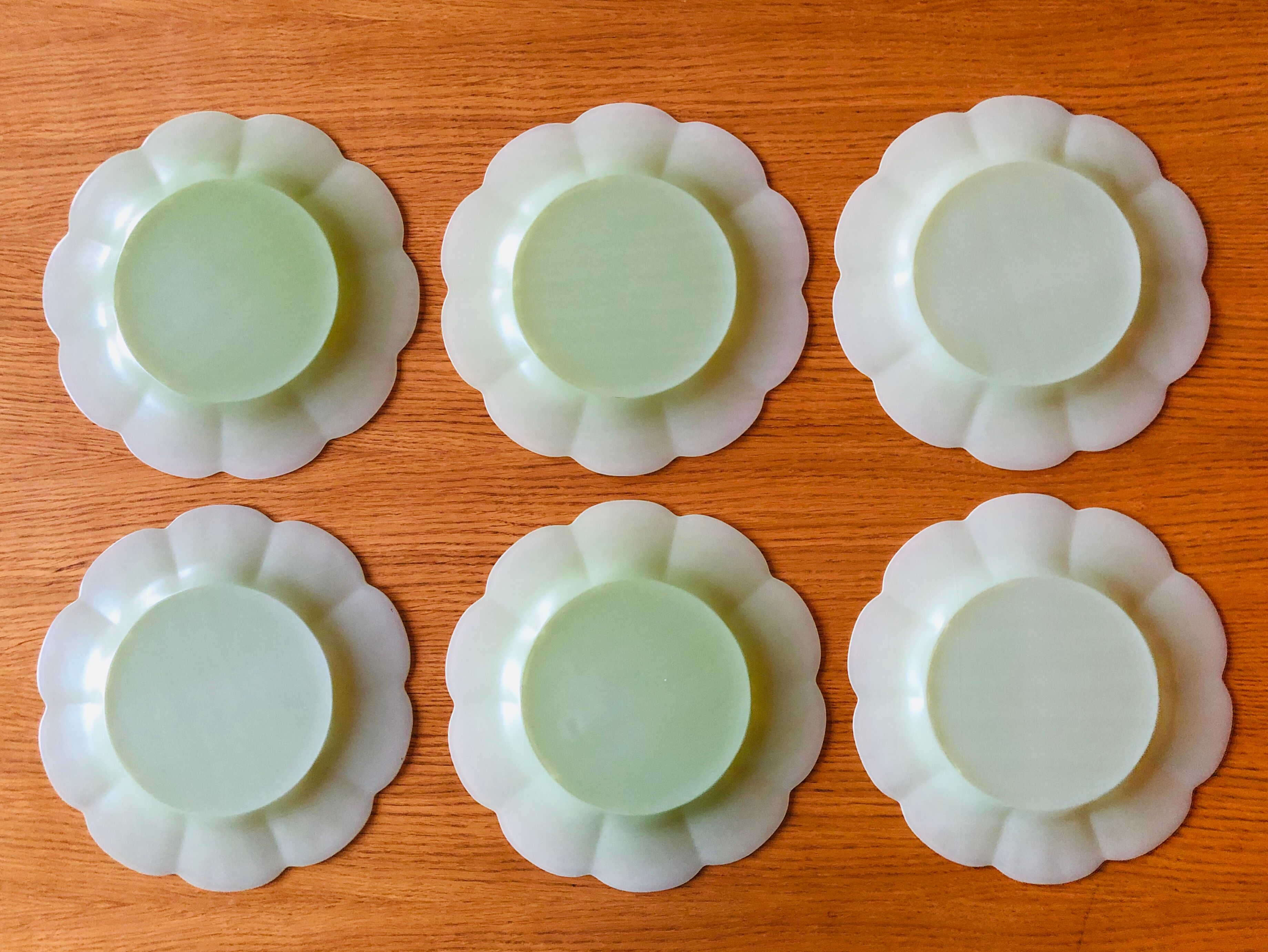 Set of 6 flat plates 27 cm glass