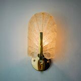 "Leaf" wall lamp by Lyfa, frosted Murano glass, Germany, 1970