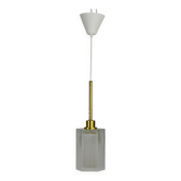 Pendant Lamp, Pressed Glass and Brass, 1960s, Sweden