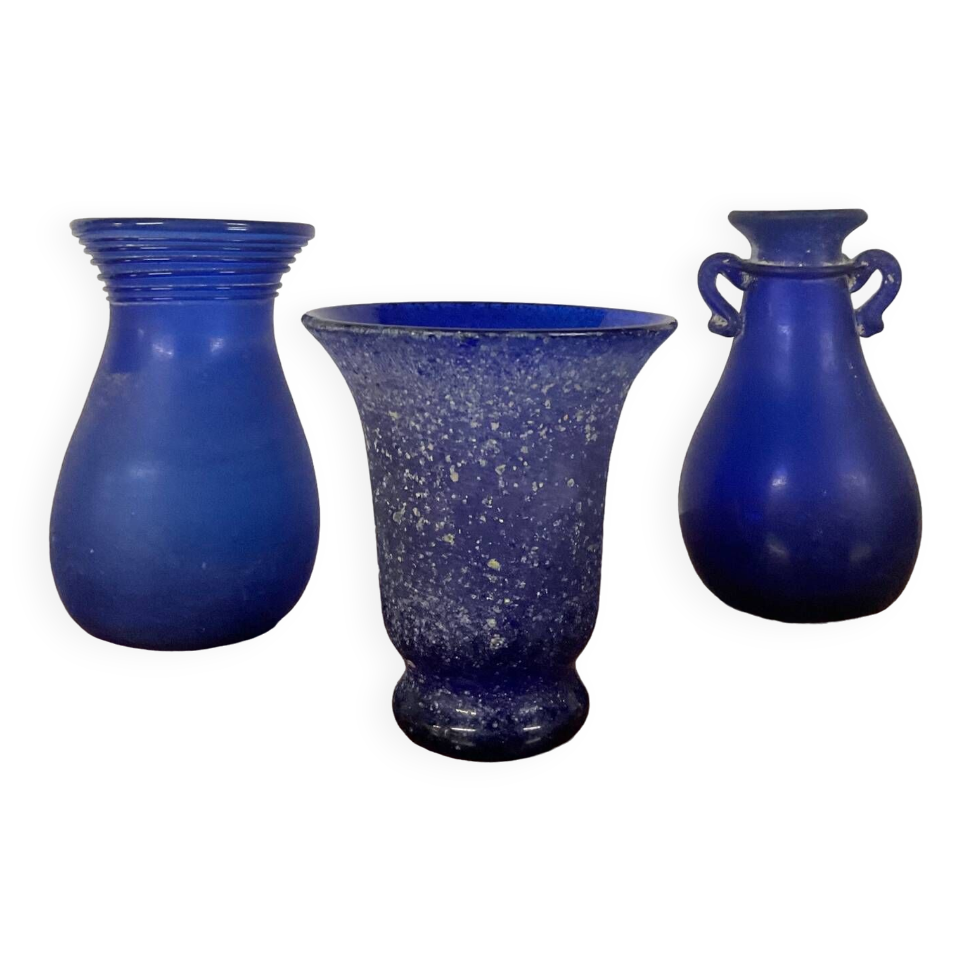 Series of 3 Murano “Scavo” vases in glass paste from the 60s and 70s