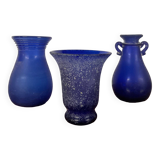 Series of 3 Murano “Scavo” vases in glass paste from the 60s and 70s