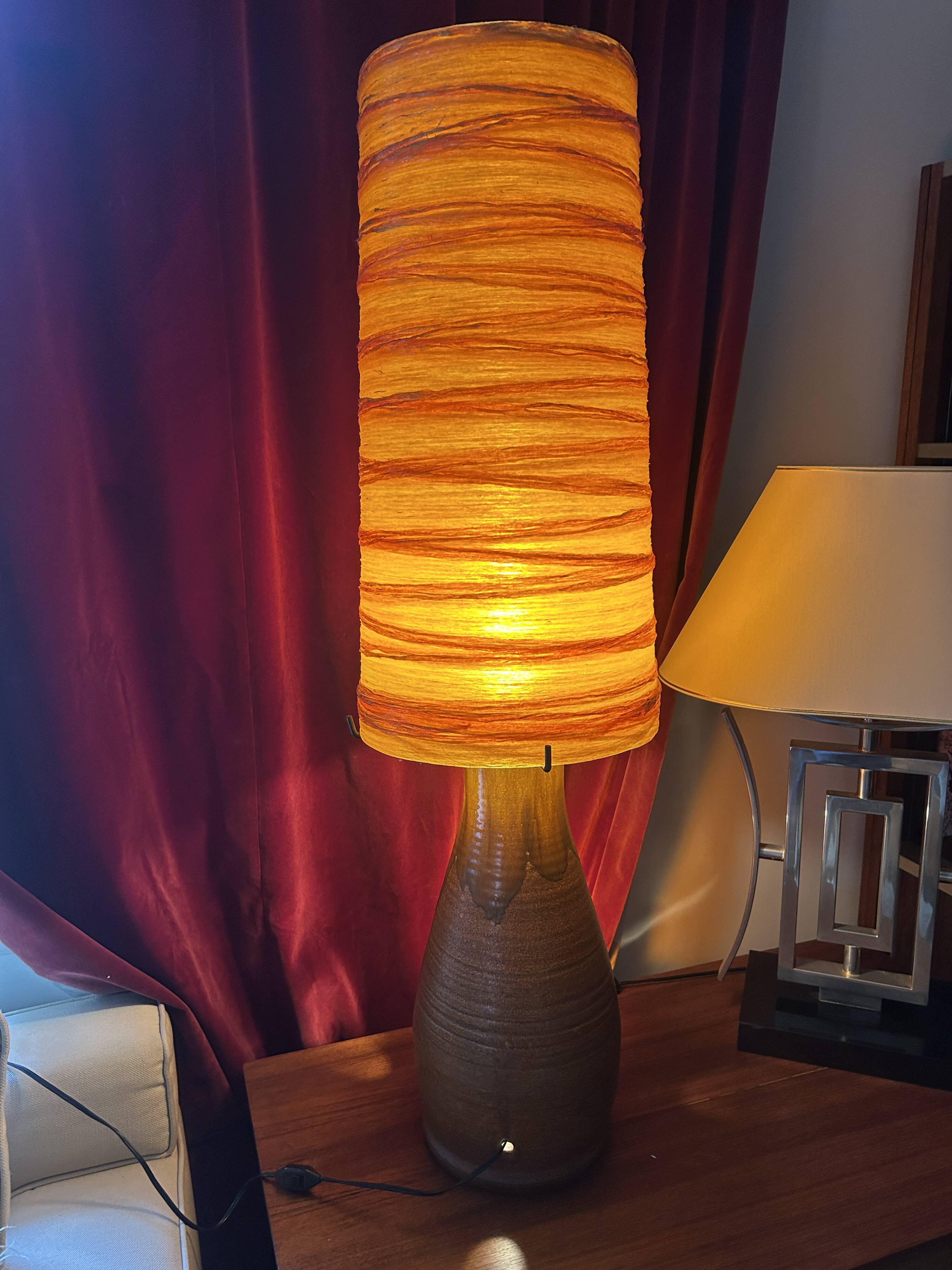 Accolay lamp in terracotta, resin lampshade with double lighting 1960