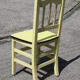 Formica and yellow wood chair