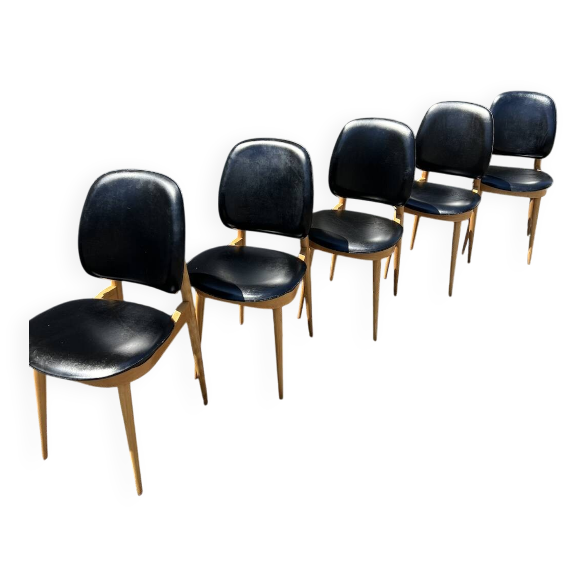(Lot) 5 Chaises Pégase, Pierre Gurariche pour Baumann
