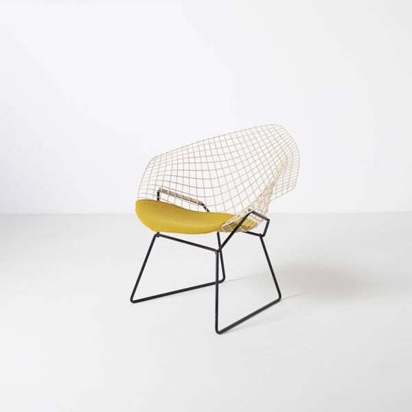 Chaise Diamond vintage Harry Bertoia, Knoll, vers les années 1960, rétapissée.