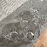 Set of five crystal whisky glasses