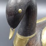 Wooden and brass swan