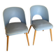 Vintage 1950s Chair Pair – Blue Faux Leather & Compass Legs (Guaric Style)