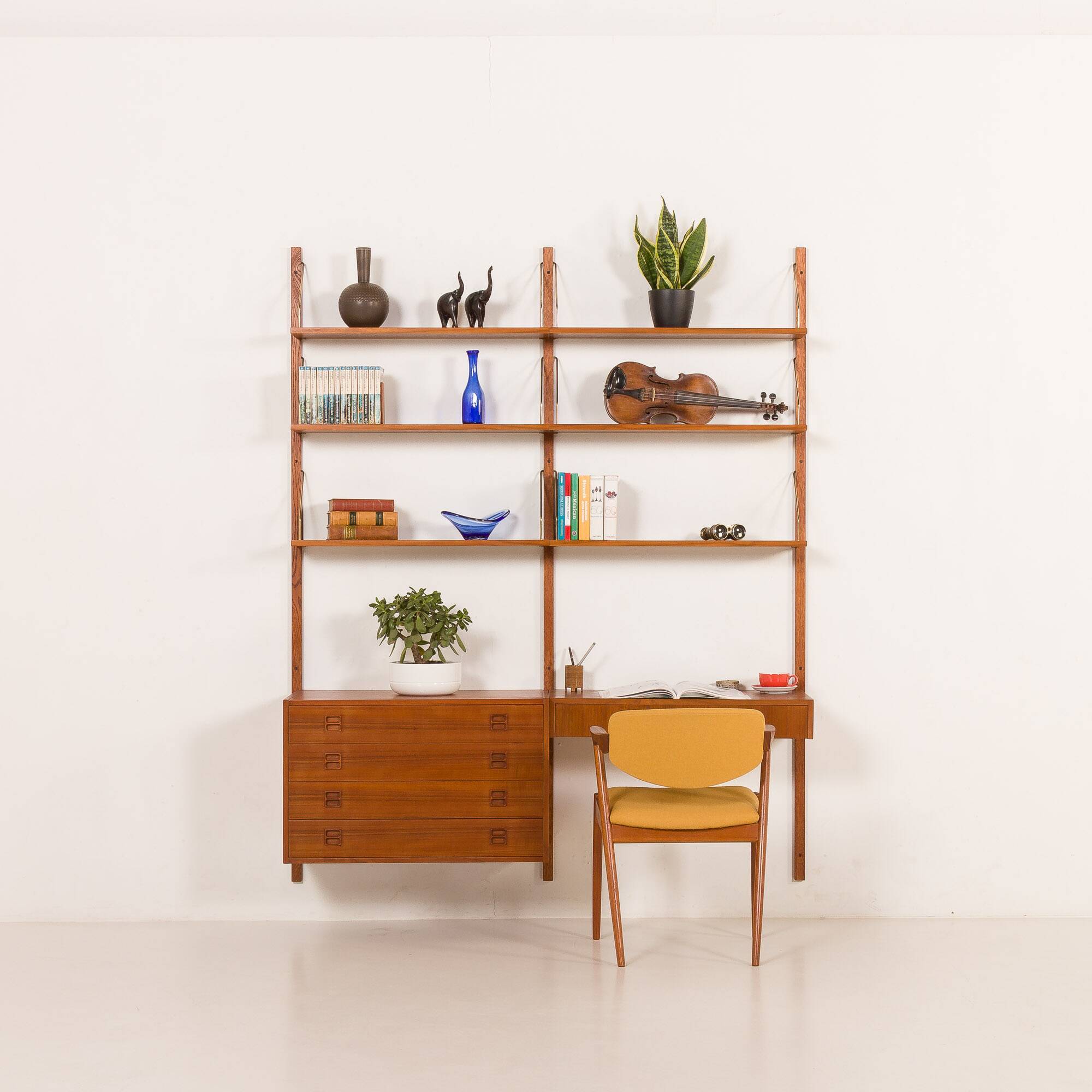 Danish vintage teak wall unit with a desk, 1960s