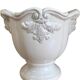 White glazed ceramic urn vase — baroque relief decor — Gustavian / sha