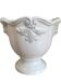 White glazed ceramic urn vase — baroque relief decor — Gustavian / sha