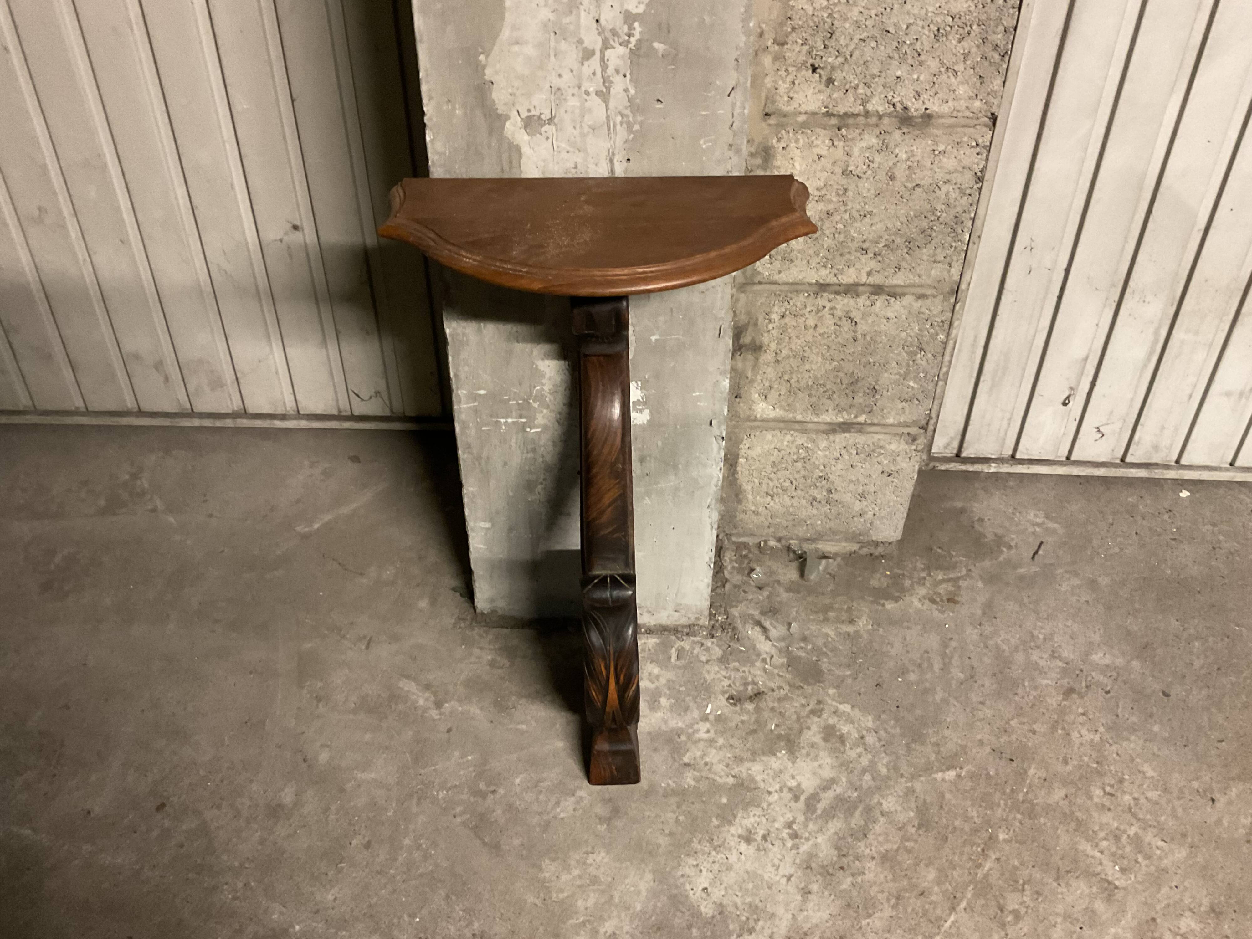 Pair of solid walnut wall consoles Napoleon III 19th century